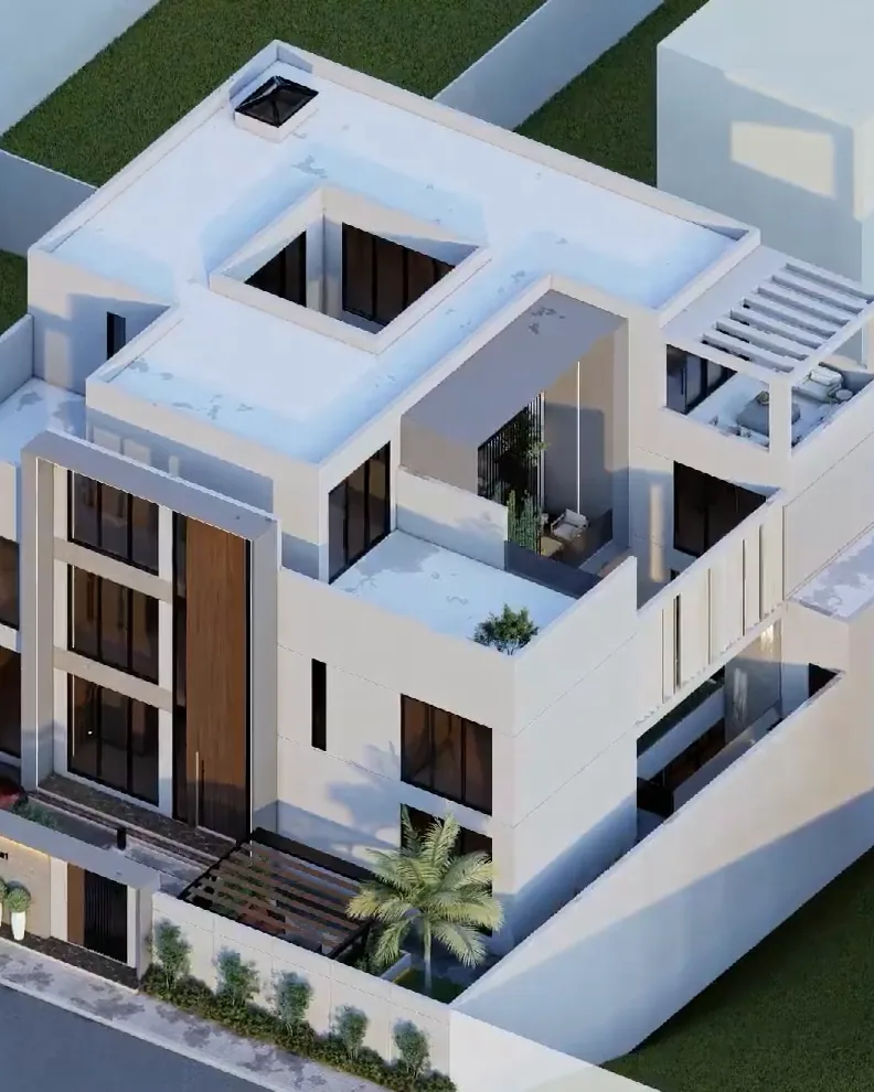 تصميم ثلاثي الأبعاد لفيلا النعيم في جدة من الأعلى