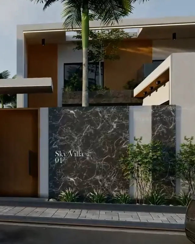 مدخل سكاي فيلا بجدار حجري
